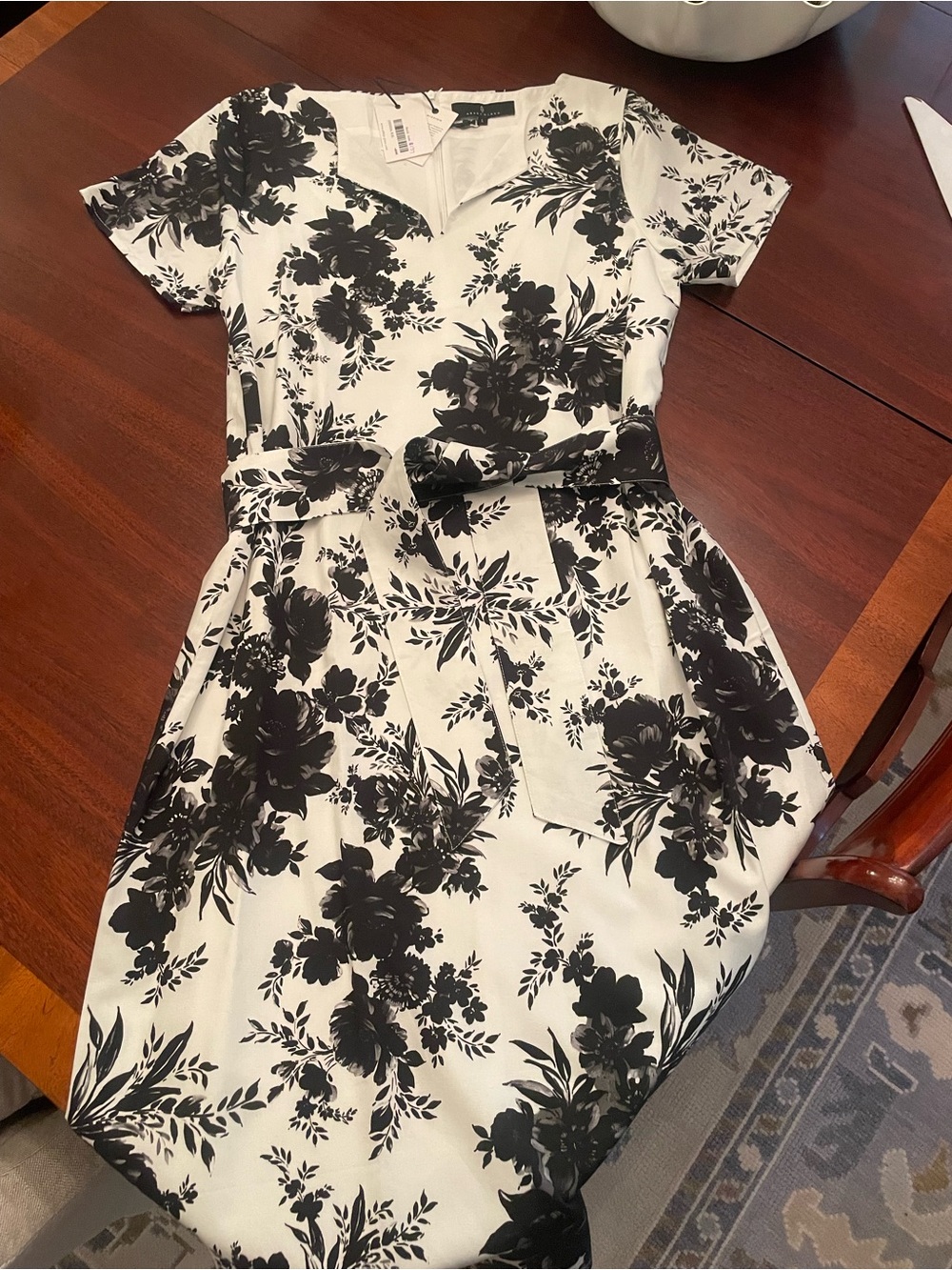 NWT Abbey Glass Heidi Dress- Elegant Floral Black and White